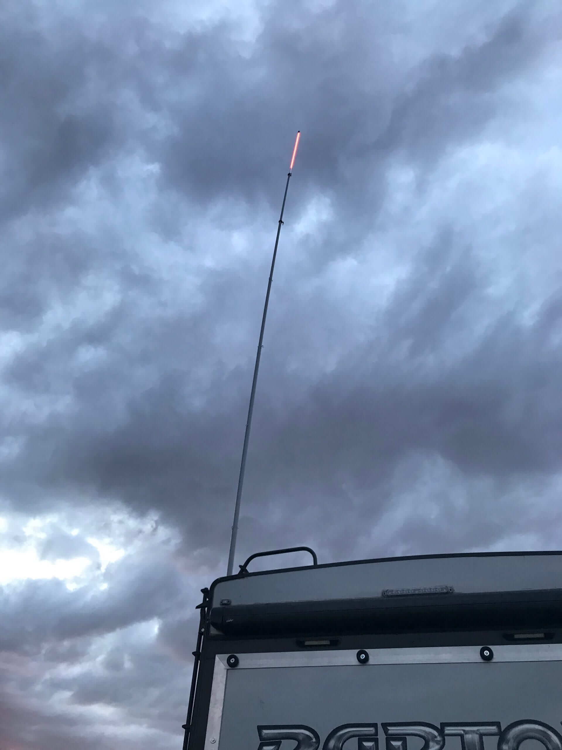 LED Camp Locator mounted on 22 foot deluxe flag pole