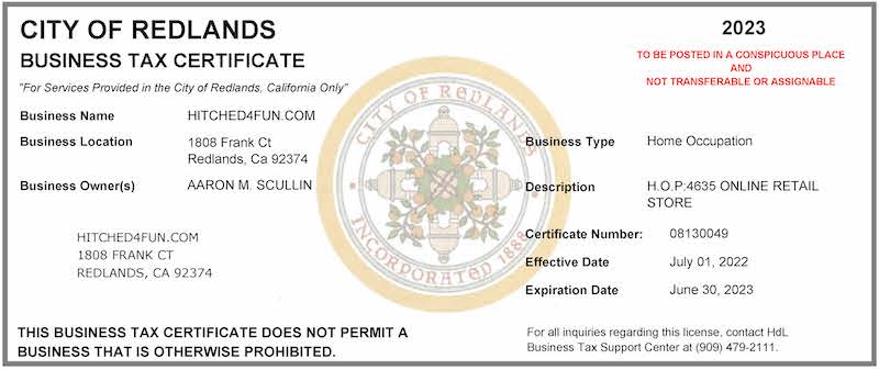 Business License 2023 - Hitched4fun.com