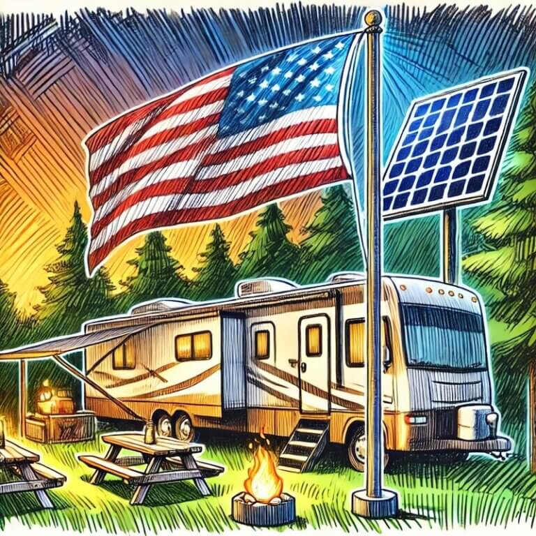 solar-flag-pole-lights-had-drawn-rv-campsite-sketch