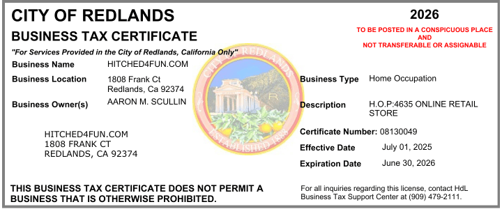 Business License 2026 - Hitched4fun.com
