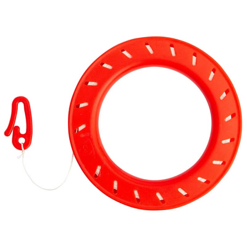 The HQ Flapping Willie Worm kite shown with its included red hoop winder and line.