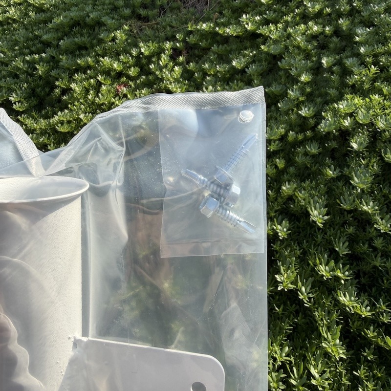 Close-up of the self-tapping hex head screws included with the RV Flag Pole Ramp Mount.