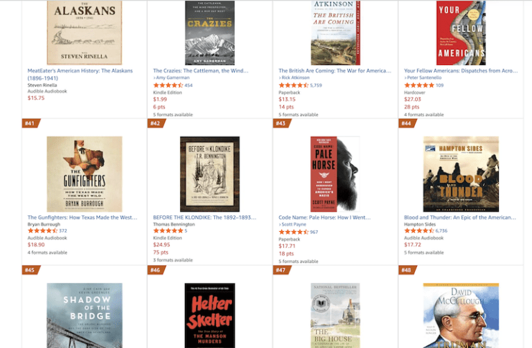 Amazon Best Sellers list showing Before the Klondike ranked at number 42 in U.S. State and Local History.